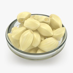 Peeled Garlic Clove in a Glass Bowl 3D model