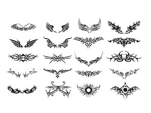 Black Tribal Wing Tattoo Stencils 3D model