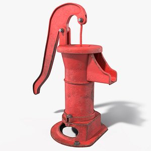 Vintage Water Hand Pump Red 3D model