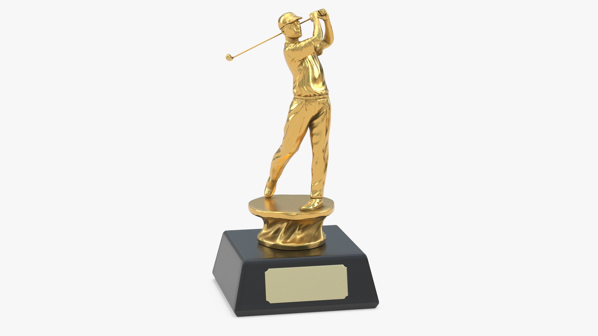 Golfer Trophy Golden 3D model preview