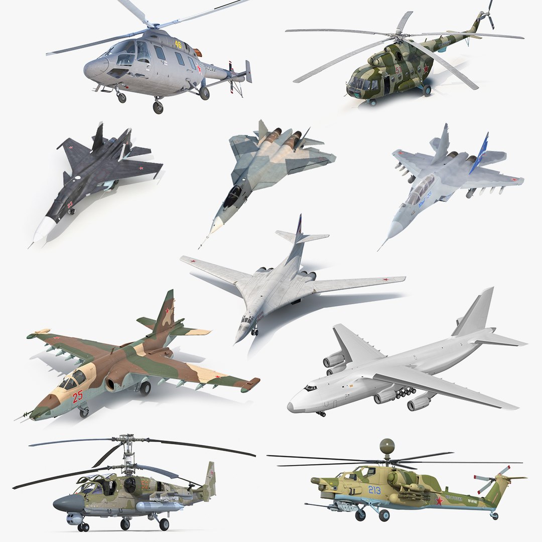 Rigged Russian Military Aircrafts Collection 3 3D model preview