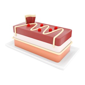3d  raspberrie  and correctle  cake icon model