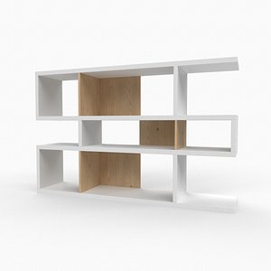 Anasia Geometric Bookcase oak 3D model