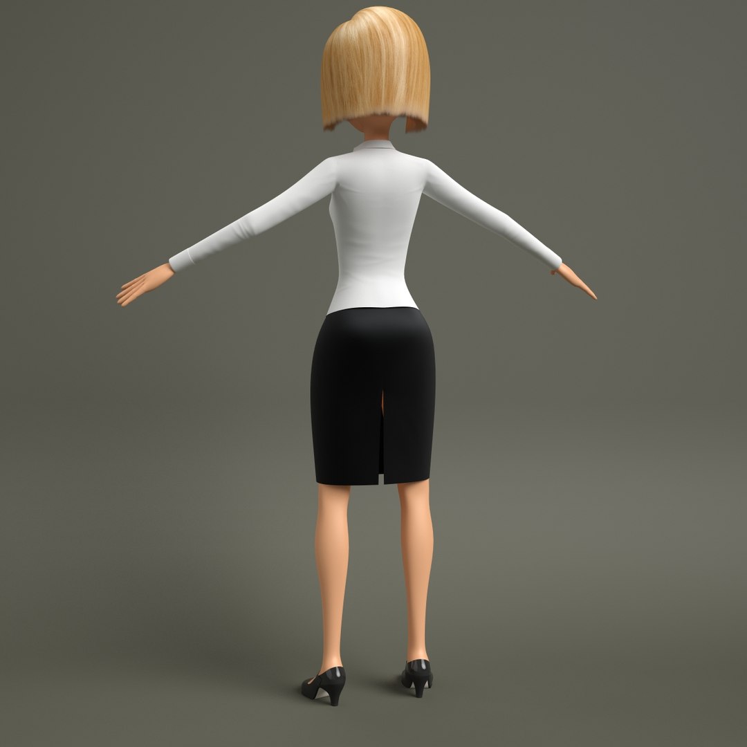 3d Model Cartoon Character Business Woman