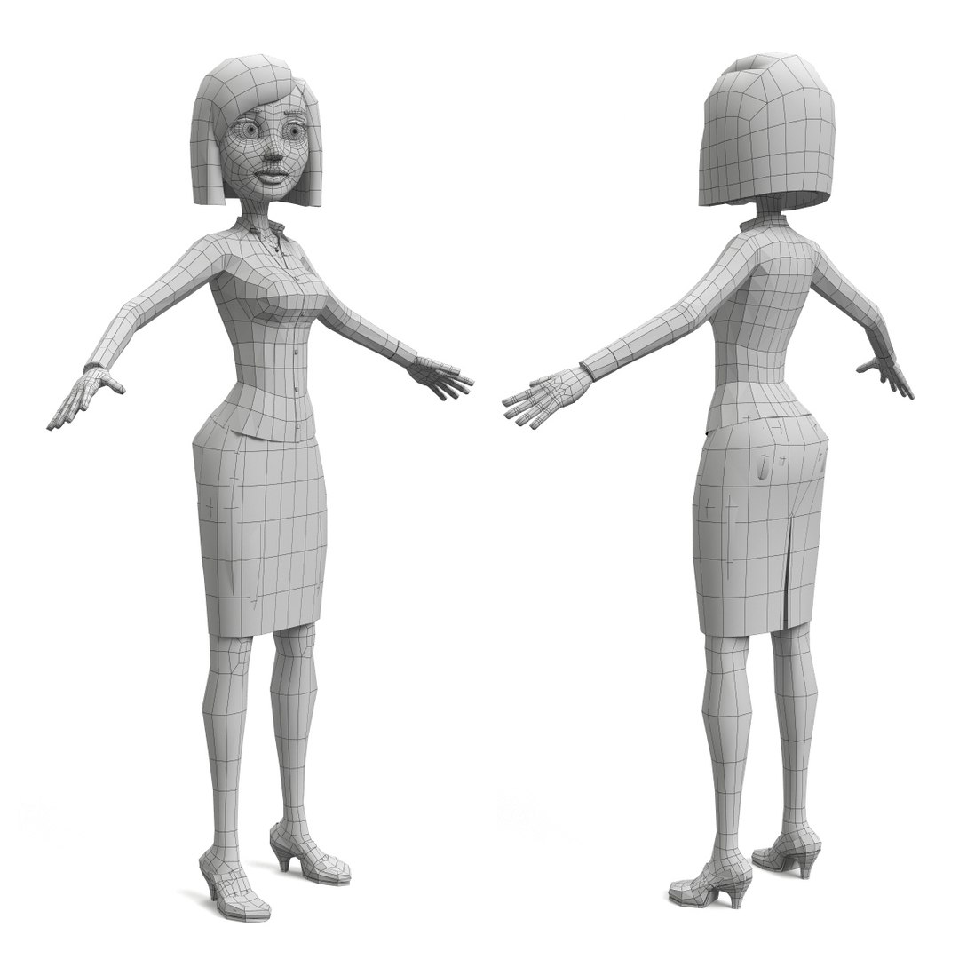 3d Model Cartoon Character Business Woman