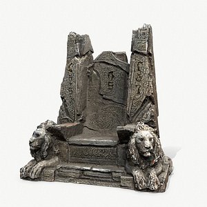 Lion Stone Throne 1 3D