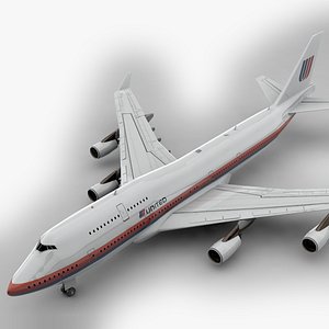 3D boeing 747-400 united airlines model