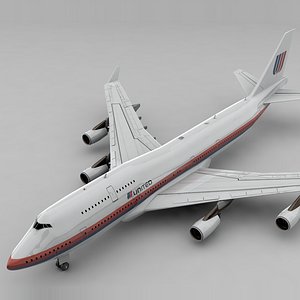 3D boeing 747-400 united airlines model