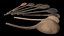 8 Old Wooden Cooking Spoons Ladles Rustic Antique Hand Made Carved Worn Kitchen Vintage Tool 8K PBR