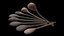 8 Old Wooden Cooking Spoons Ladles Rustic Antique Hand Made Carved Worn Kitchen Vintage Tool 8K PBR