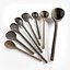 8 Old Wooden Cooking Spoons Ladles Rustic Antique Hand Made Carved Worn Kitchen Vintage Tool 8K PBR