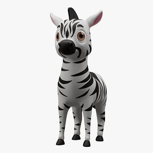 3D Zebra Cartoon Rigged Model model