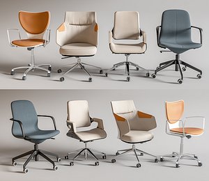 3D White Office Chair Armchair Lounge Chair model