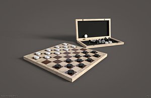 Game ready low poly 3D model of checkers 3D