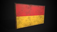 Old Picture Frame With Baden Flag - Game Ready Low-poly 3D model