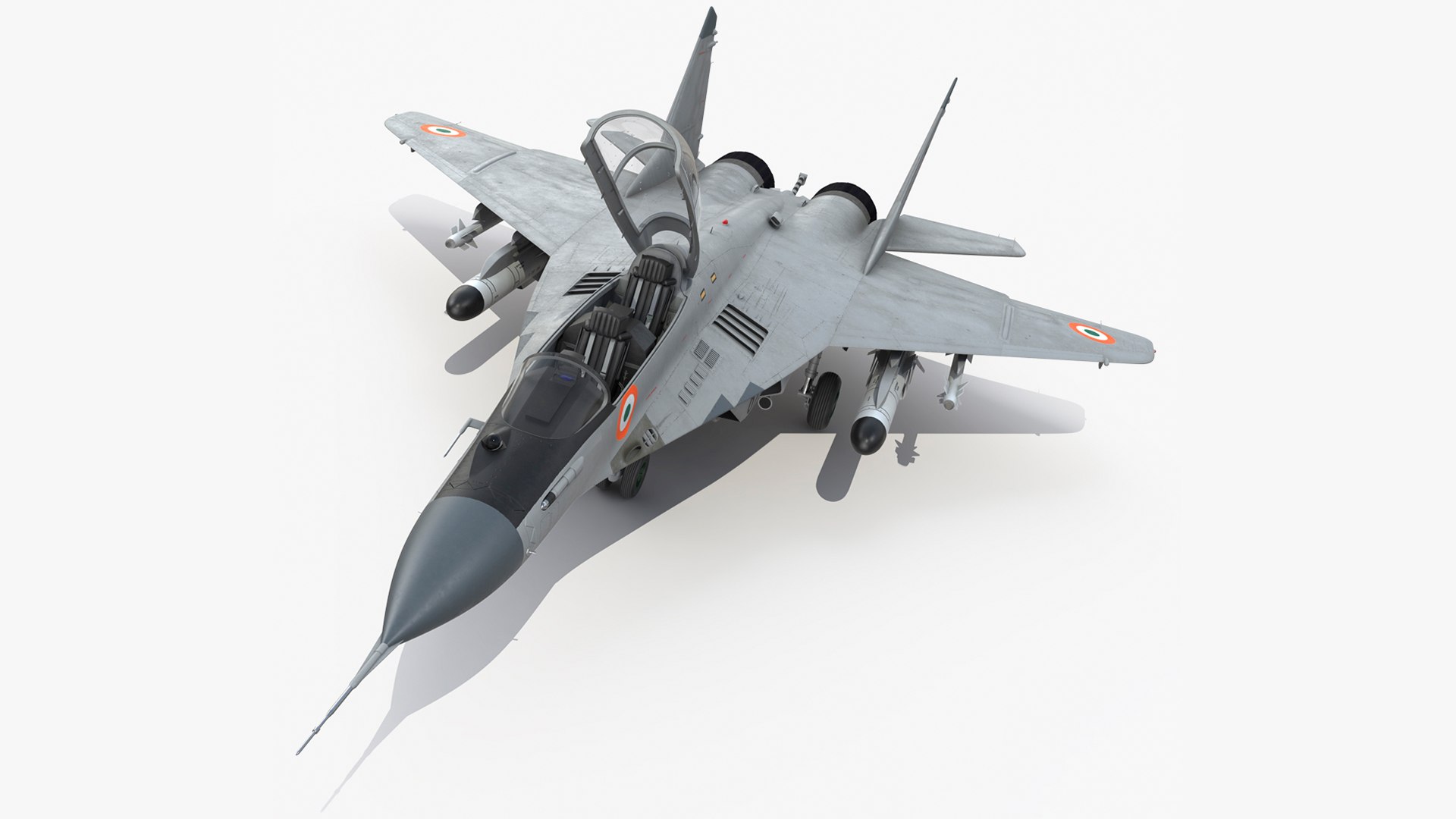 MiG 29 KUB Tandem Aircraft Indian with Armament Rigged 3D model preview