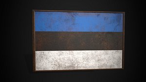 3D Old Picture Frame With Estonia  Flag - Game Ready PBR Low-poly 3D Model