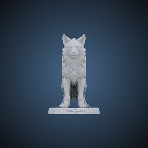 Majestic Fantasy Wolf Statue - 3D Print Animal Sculpture PM-1 3D model
