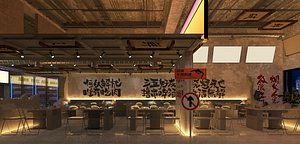 Industrial Style Ruined Bar  Restaurant 3D