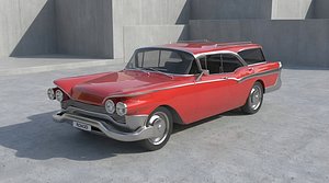 Mid-Century Classic Family Wagon Generic 3D Vehicle