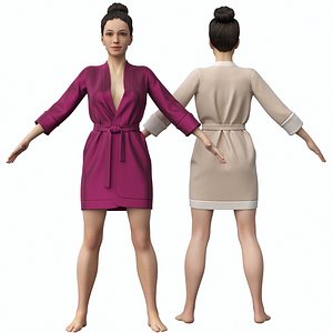 Woman in bathrobe