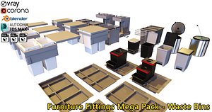 Furniture Fittings Mega Pack - Waste Bins 3D model