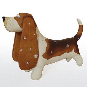 basset dog fabric toy 3D model