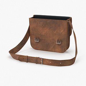 3d open leather satchel model