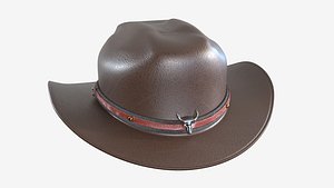 Cowboy Leather Hat 2 3D model