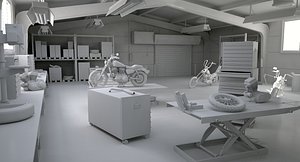 3D model motorcycle interior