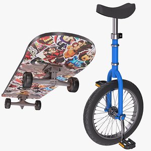 Skateboard and Unicycle