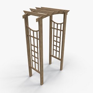 3D PBR Wooden Arbour Garden Arch C