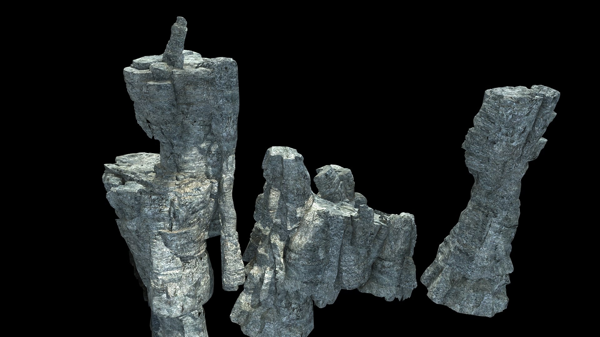 A group of stone model value4 3D model - TurboSquid 1891537