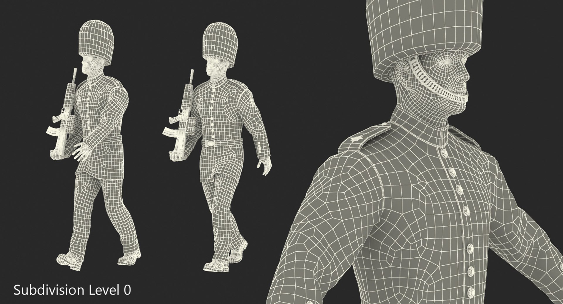 british royal guard soldier 3D https://p.turbosquid.com/ts-thumb/0k/WGiz3L/ehRZ6P0r/britishroyalguardsoldierrigged3dsmodel021/jpg/1501608390/1920x1080/fit_q87/672d844ad06c21b9bf8abd5f54bdd6ae892c59cb/britishroyalguardsoldierrigged3dsmodel021.jpg
