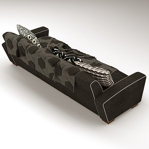 Bed Sofa with blankets and throw pillows