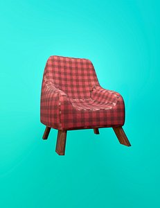 Checkered  armchair BAKED 3D