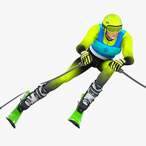 3D Male Skier Animated HQ Standard License model