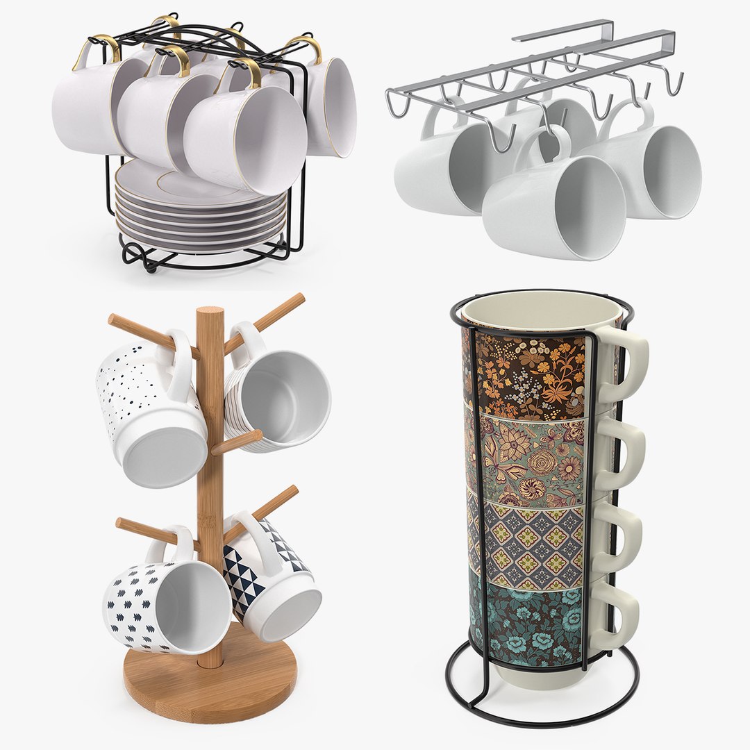 Holders with Mugs Collection 2 3D model preview