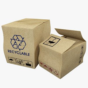 3D cardboard box model