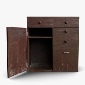 Wooden Cabinet red v1-10