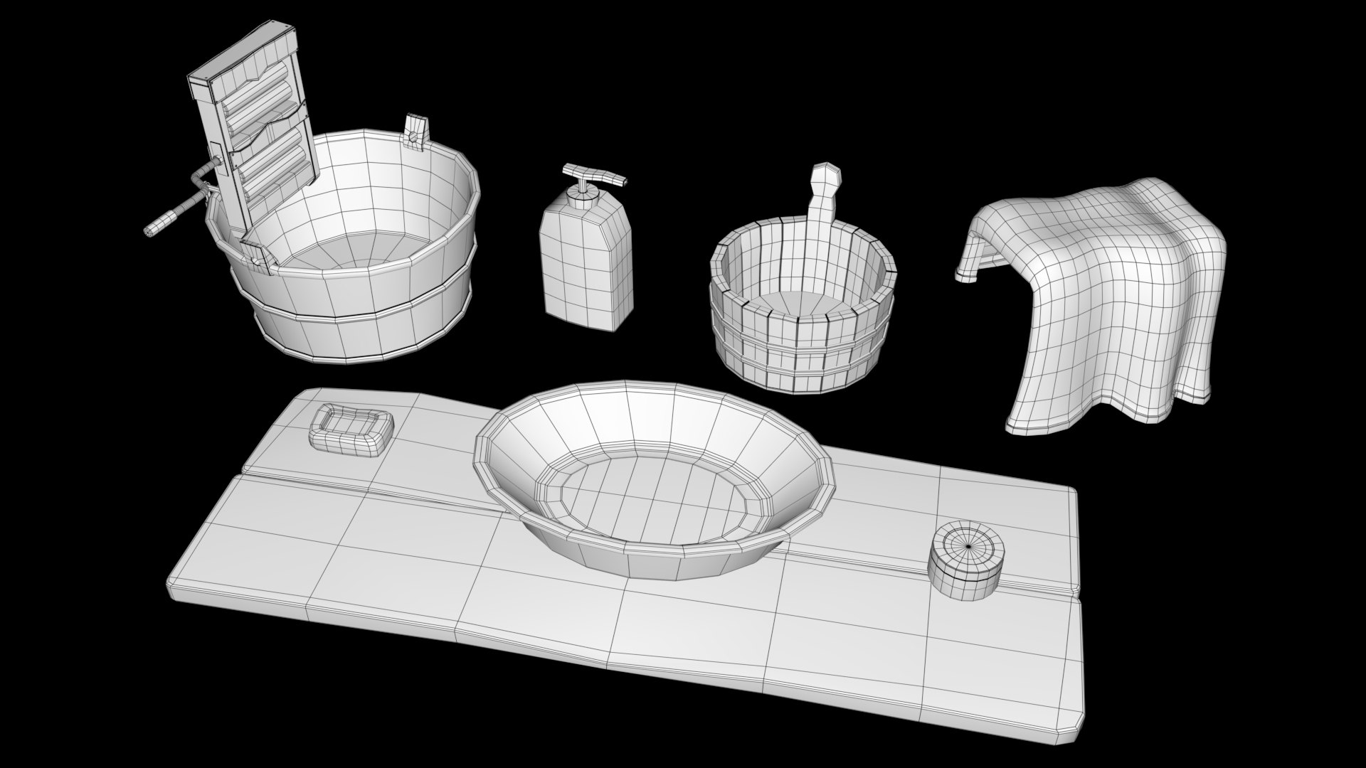 Stylised Bathroom Decoration Set 3D model https://p.turbosquid.com/ts-thumb/0k/nEojTd/rL/wireframe_nonsub/jpg/1625403818/1920x1080/fit_q87/87d677c506404fe66037f4ba5cecf0124c3604a3/wireframe_nonsub.jpg
