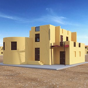 Cartoon Arab House with Cylindrical Extension 3D model