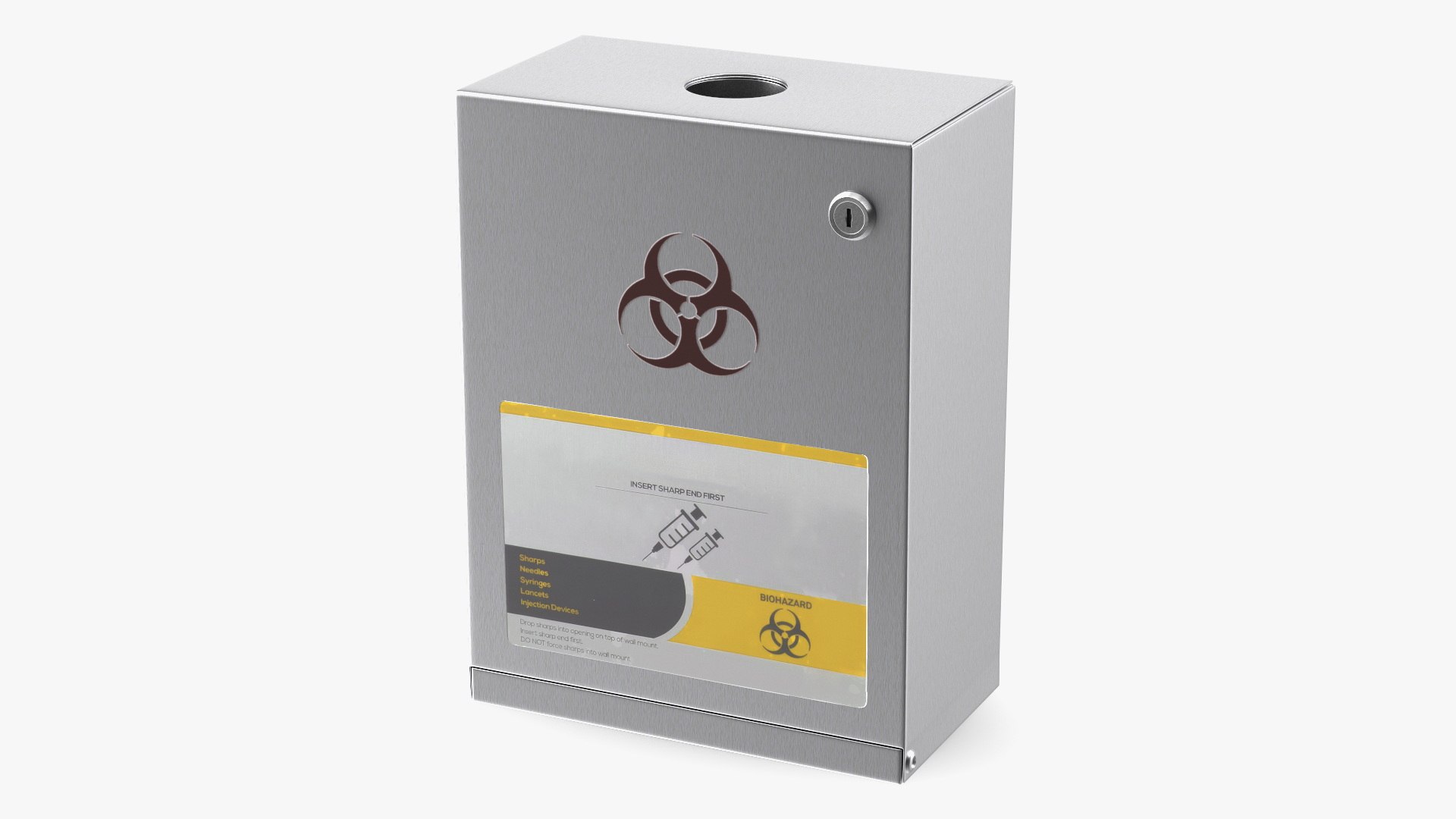 Locking Wall Mounted Sharps Cabinet 3D model preview