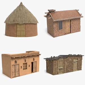 3D african house hut