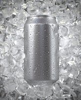 Beverage Can with Ice Cubes and Water Droplets 350ml