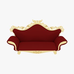 Victorian Couch Red 3D