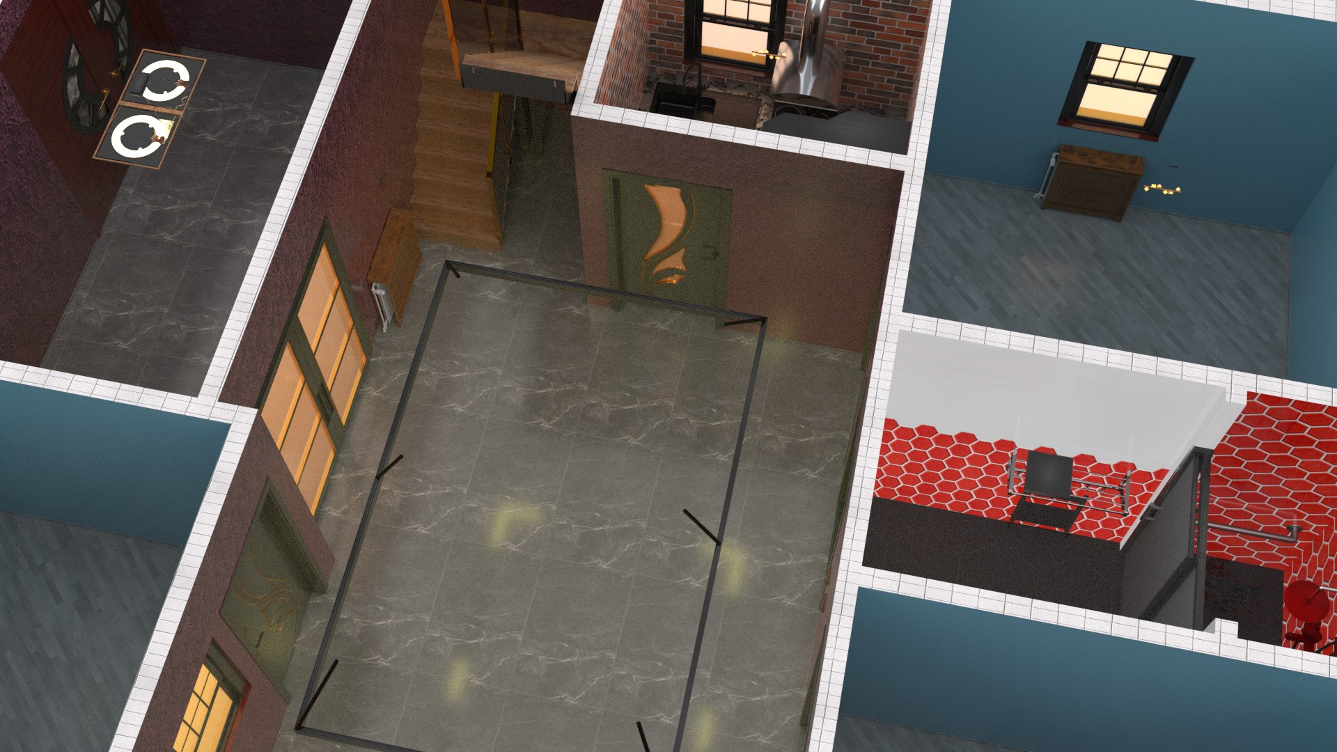 House Entry Floor Interior Design Without Furnitures 3D Model ...