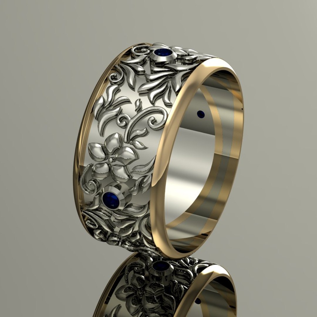 Wedding ring flowers gems model - TurboSquid 1313391
