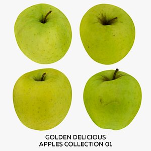 3D Golden Delicious Apples Collection 01 - 4 models RAW Scans