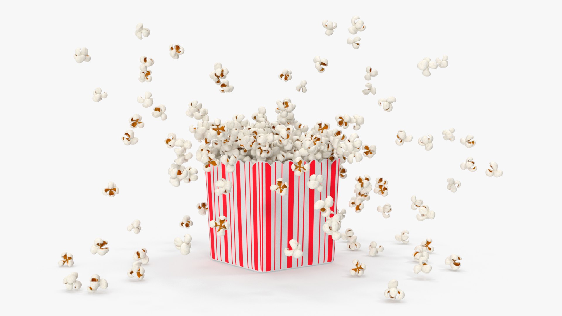 3D Model Overflowing Popcorn Container With Splash - TurboSquid 2545948